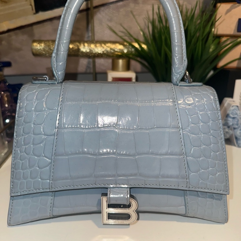 Balenciaga Blue Mini Bag with Croc Texture